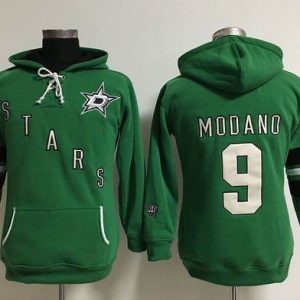 Impressive Dallas Stars #9 Mike Modano Green Women's Old Time Heidi NHL Hoodie to support your favorite players