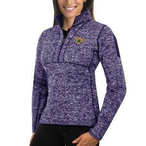 Impressive Dallas Stars Antigua Women's Fortune 1/2 Zip Pullover Sweater Purple for top   notch game   day wear