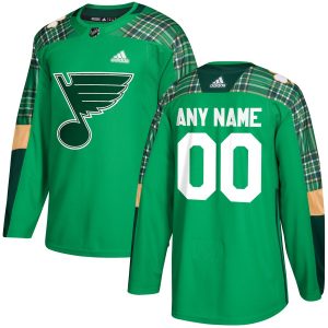 Impressive Men's Adidas St. Louis Blues Personalized Green St. Patrick's Day Custom Practice NHL Jersey to show your team love