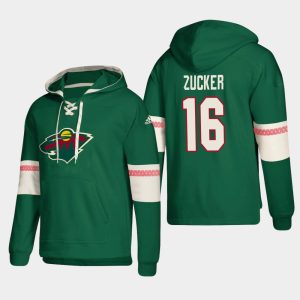 Impressive Minnesota Wild #16 Jason Zucker Green adidas Lace Up Pullover Hoodie for true hockey enthusiasts