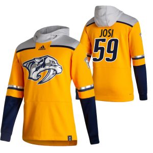 Impressive Nashville Predators #59 Roman Josi Adidas Reverse Retro Pullover Hoodie Gold for top   notch game   day wear