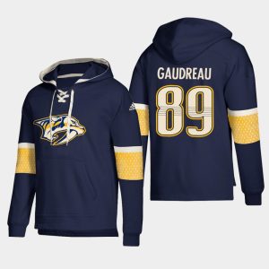 Impressive Nashville Predators #89 Frederick Gaudreau Navy adidas Lace Up Pullover Hoodie to show your team love
