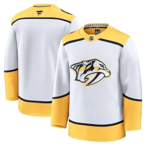 Impressive Nashville Predators Away Premium Jersey   White/Yellow for an exciting hockey game