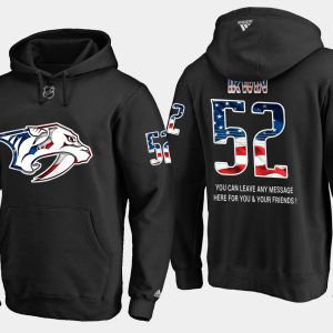 Impressive Predators #52 Matt Irwin NHL Banner Wave Usa Flag Black Hoodie to add to your hockey memorabilia collection