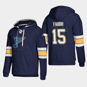 Impressive St. Louis Blues #15 Robby Fabbri Blue adidas Lace Up Pullover Hoodie to support your favorite players