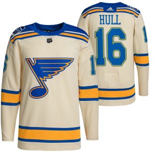 Impressive St. Louis Blues #16 Brett Hull Men's Adidas 2022 Winter Classic NHL Authentic Jersey Cream for top   notch game   day wear