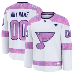 Stunning St. Louis Blues 2024 Hockey Fights Cancer Custom Practice Jersey   White for a memorable sports moment