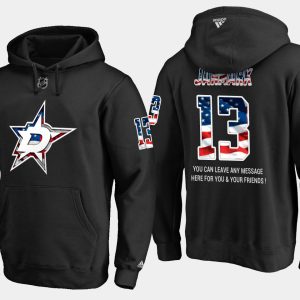 Impressive Stars #13 Mattias Janmark NHL Banner Wave Usa Flag Black Hoodie to show your team love