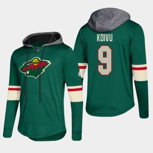 Impressive Wild #9 Mikko Koivu Green 2018 Pullover Platinum Hoodie to show your team love