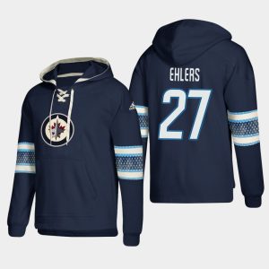 Impressive Winnipeg Jets #27 Nikolaj Ehlers Blue adidas Lace Up Pullover Hoodie to show your team love