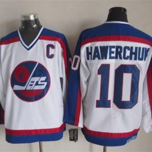 Chic Jets #10 Dale Hawerchuk White/Blue CCM Throwback Stitched NHL Jersey perfect for game days