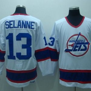 Gorgeous Jets #13 Teemu Selanne Stitched White CCM Throwback NHL Jersey to stand out at the stadium