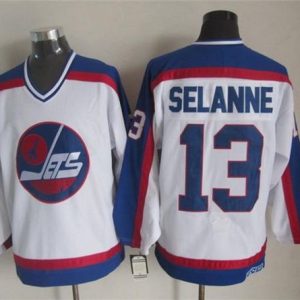 Chic Jets #13 Teemu Selanne White/Blue CCM Throwback Stitched NHL Jersey a must - have for collectors