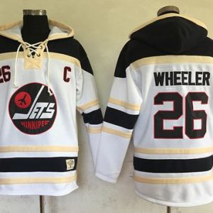 Cool Jets #26 Blake Wheeler White Sawyer Hooded Sweatshirt Stitched NHL Jersey for die - hard fans
