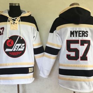 Stylish Jets #57 Tyler Myers White Sawyer Hooded Sweatshirt Stitched NHL Jersey perfect for game days