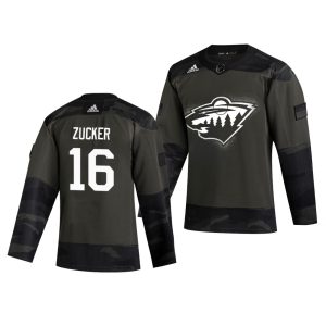 Gorgeous Minnesota Wild #16 Jason Zucker Adidas 2019 Veterans Day Men's Authentic Practice NHL Jersey Camo to stand out at the stadium