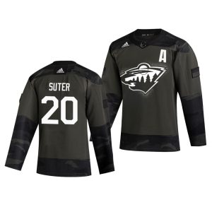 Chic Minnesota Wild #20 Ryan Suter Adidas 2019 Veterans Day Men's Authentic Practice NHL Jersey Camo to elevate your fan gear collection