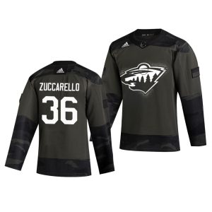 Sleek Minnesota Wild #36 Mats Zuccarello Adidas 2019 Veterans Day Men's Authentic Practice NHL Jersey Camo perfect for game days
