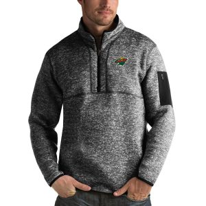 Fantastic Minnesota Wild Antigua Fortune Quarter Zip Pullover Jacket Charcoal to elevate your fan gear collection