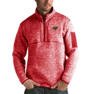 Premium Minnesota Wild Antigua Fortune Quarter Zip Pullover Jacket Red perfect for game days