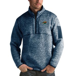 Gorgeous Minnesota Wild Antigua Fortune Quarter Zip Pullover Jacket Royal for ultimate hockey enthusiasts