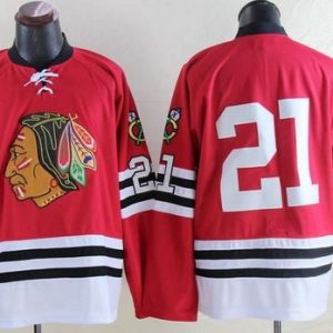Gorgeous Mitchell And Ness 1960 61 Blackhawks #21 Stan Mikita Red Throwback Stitched NHL Jersey for ultimate hockey enthusiasts
