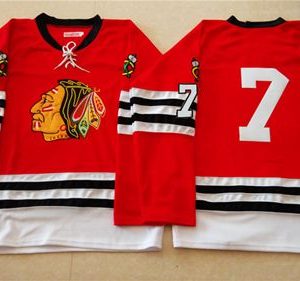 Premium Mitchell And Ness 1960 61 Blackhawks #7 Chris Chelios Red Stitched NHL Jersey perfect for game days