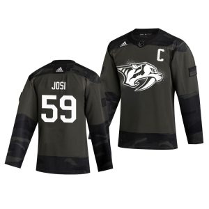 Sleek Nashville Predators #59 Roman Josi Adidas 2019 Veterans Day Men's Authentic Practice NHL Jersey Camo for die - hard fans