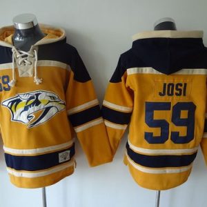 Premium Predators #59 Roman Josi Yellow Sawyer Hooded Sweatshirt Stitched NHL Jersey for ultimate hockey enthusiasts
