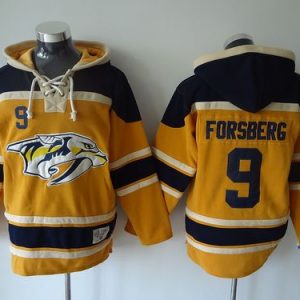 Stylish Predators #9 Filip Forsberg Yellow Sawyer Hooded Sweatshirt Stitched NHL Jersey perfect for game days