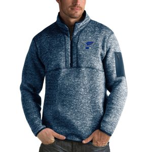 Amazing St. Louis Blues Antigua Fortune Quarter Zip Pullover Jacket Royal to elevate your fan gear collection