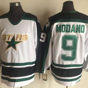 Stylish Stars #9 Mike Modano Stitched White CCM Throwback NHL Jersey to stand out at the stadium