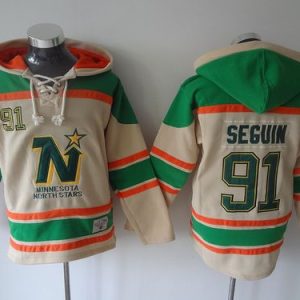 Top - notch Stars #91 Tyler Seguin Cream Sawyer Hooded Sweatshirt Stitched NHL Jersey for die - hard fans