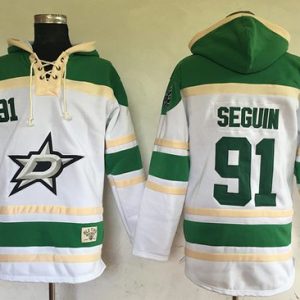 Fantastic Stars #91 Tyler Seguin White Sawyer Hooded Sweatshirt Stitched NHL Jersey perfect for game days