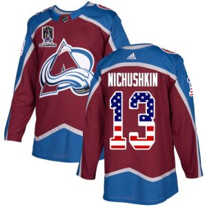 Stunning Adidas Avalanche #13 Valeri Nichushkin Burgundy Youth 2022 Stanley Cup Champions Home Authentic USA Flag Stitched NHL Jersey to show your team love