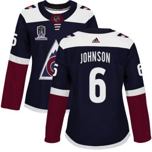 Stunning Adidas Avalanche #6 Erik Johnson Navy Women's 2022 Stanley Cup Champions Alternate Authentic Stitched NHL Jersey for a valuable hockey collectible
