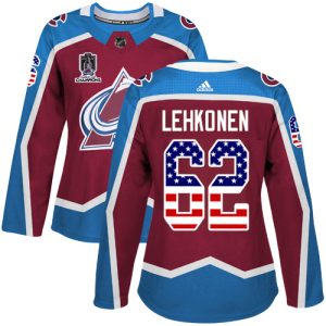 Stunning Adidas Avalanche #62 Artturi Lehkonen Burgundy Women's 2022 Stanley Cup Champions Home Authentic USA Flag Stitched NHL Jersey for a memorable sports moment