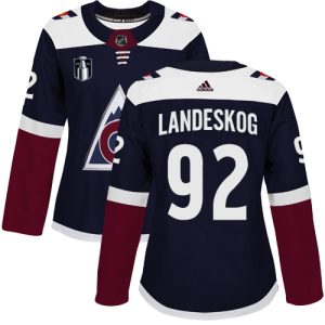 Stunning Adidas Avalanche #92 Gabriel Landeskog Navy Women's 2022 Stanley Cup Final Patch Alternate Authentic Stitched NHL Jersey for top   notch game   day wear