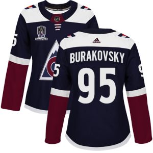 Stunning Adidas Avalanche #95 Andre Burakovsky Navy Women's 2022 Stanley Cup Champions Alternate Authentic Stitched NHL Jersey for die   hard Blackhawks fans