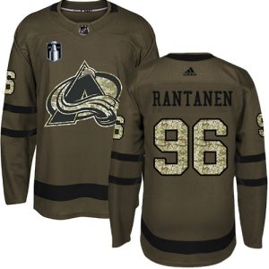Stunning Adidas Avalanche #96 Mikko Rantanen Green Youth 2022 Stanley Cup Final Patch Salute to Service Stitched NHL Jersey for a valuable hockey collectible