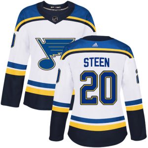 Stunning Adidas Blues #20 Alexander Steen White Road Authentic Women's Stitched NHL Jersey to stand out at the stadium