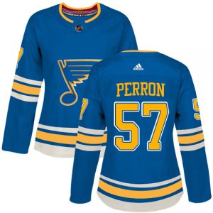 Stunning Adidas Blues #57 David Perron Blue Alternate Authentic Women's Stitched NHL Jersey for top   notch game   day wear