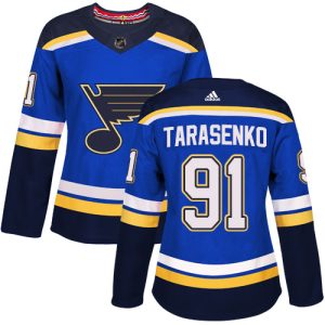 Stunning Adidas Blues #91 Vladimir Tarasenko Blue Home Authentic Women's Stitched NHL Jersey for a memorable sports moment