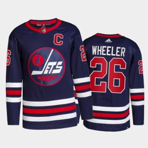 Stunning Adidas Jets #26 Blake Wheeler Men's 2021 22 Alternate Authentic NHL Jersey   Navy for die   hard Blackhawks fans