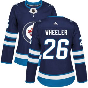 Stunning Adidas Jets #26 Blake Wheeler Navy Blue Home Authentic Women's Stitched NHL Jersey to support your favorite players