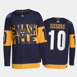 Stunning Adidas Predators #10 Colton Sissons Men's 2022 Stadium Series Authentic NHL Jersey   Navy to show your team love