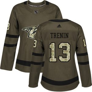 Stunning Adidas Predators #13 Yakov Trenin Green Salute to Service Women's Stitched NHL Jersey for die   hard Blackhawks fans