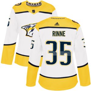 Stunning Adidas Predators #35 Pekka Rinne White Road Authentic Women's Stitched NHL Jersey for die   hard Blackhawks fans