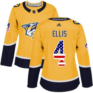 Stunning Adidas Predators #4 Ryan Ellis Yellow Home Authentic USA Flag Women's Stitched NHL Jersey for a memorable sports moment