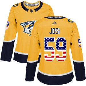 Stunning Adidas Predators #59 Roman Josi Yellow Home Authentic USA Flag Women's Stitched NHL Jersey for true hockey enthusiasts